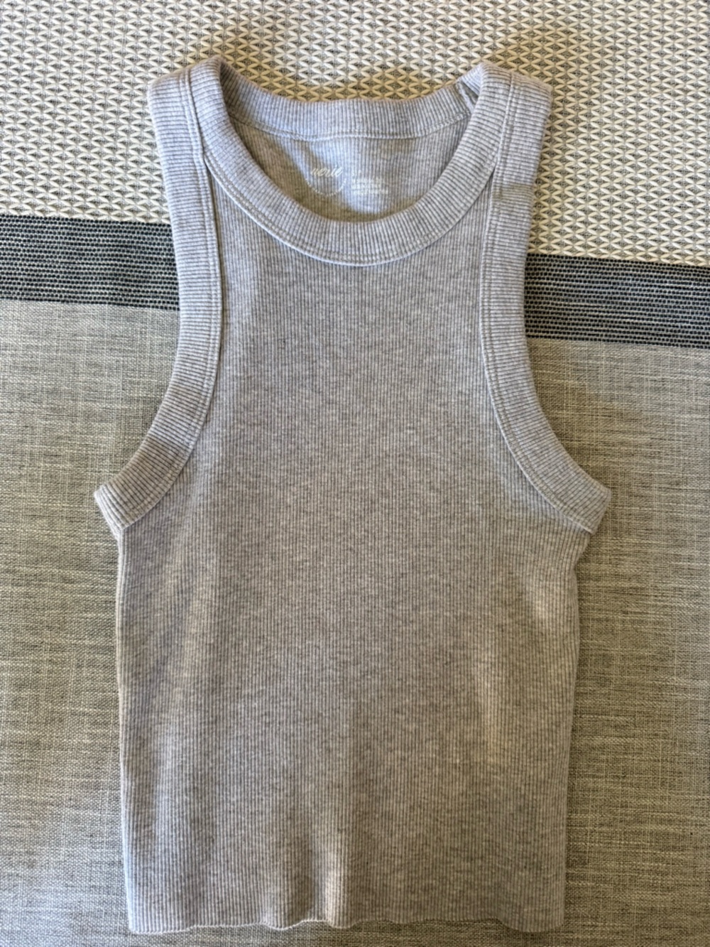 Aerie Ribbed Gray Crop Tank Top Sleeveless Fitted Stretch S